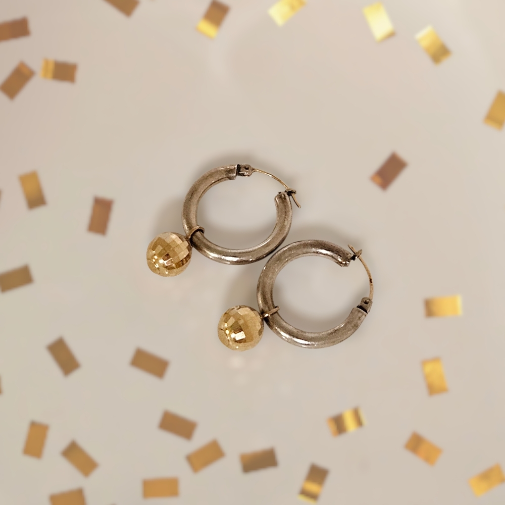 Vintage Elegant Gold and Silver Hoop Earrings